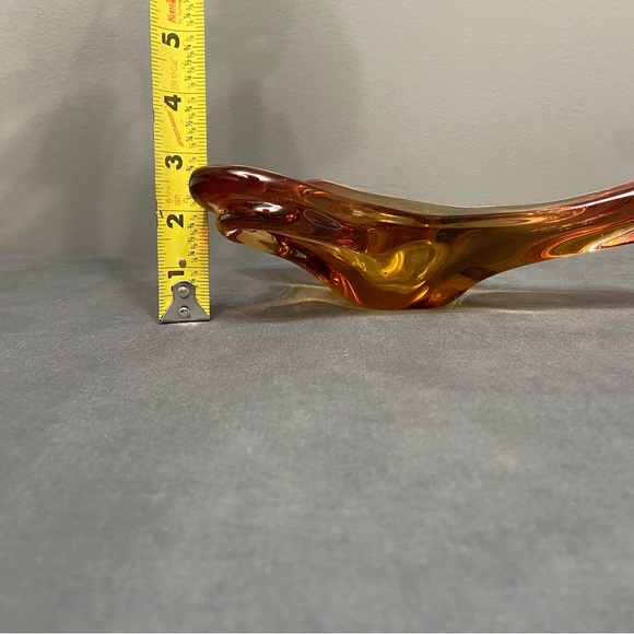 VTG Mid Century Murano Style Trinket Dish Or Ashtray Golden Amber Yellow Retro - Picture 13 of 17